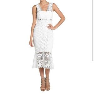 Bardot lace midi dress